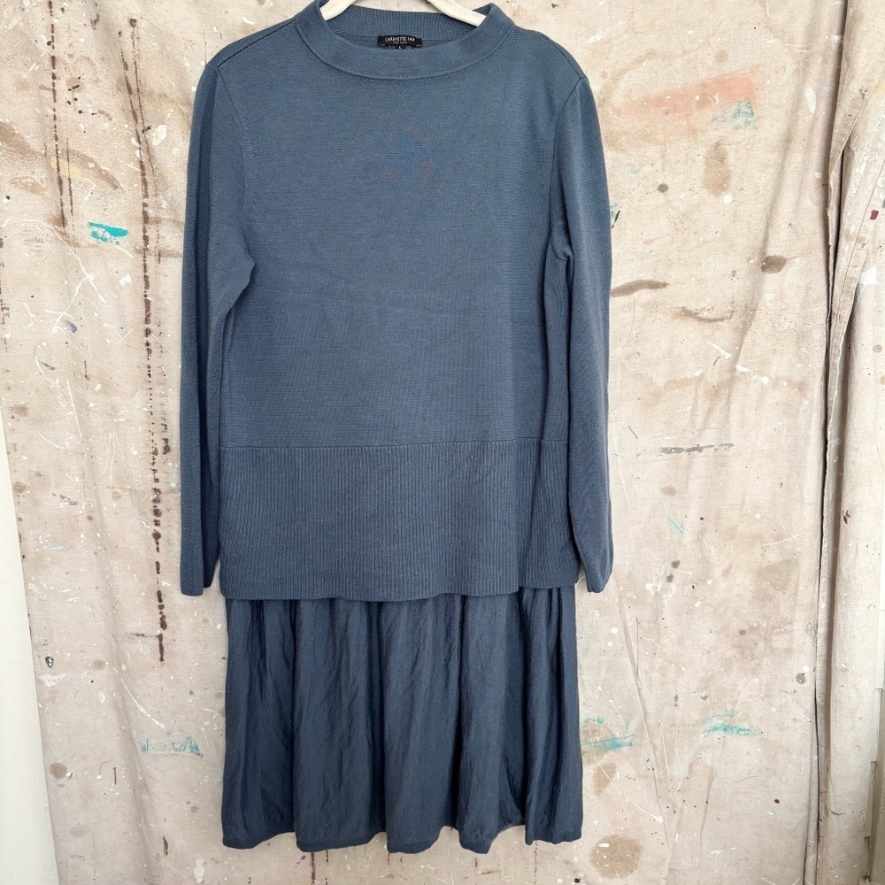 Lafayette 148 Mock Neck Tiered Wool Sweater Dress